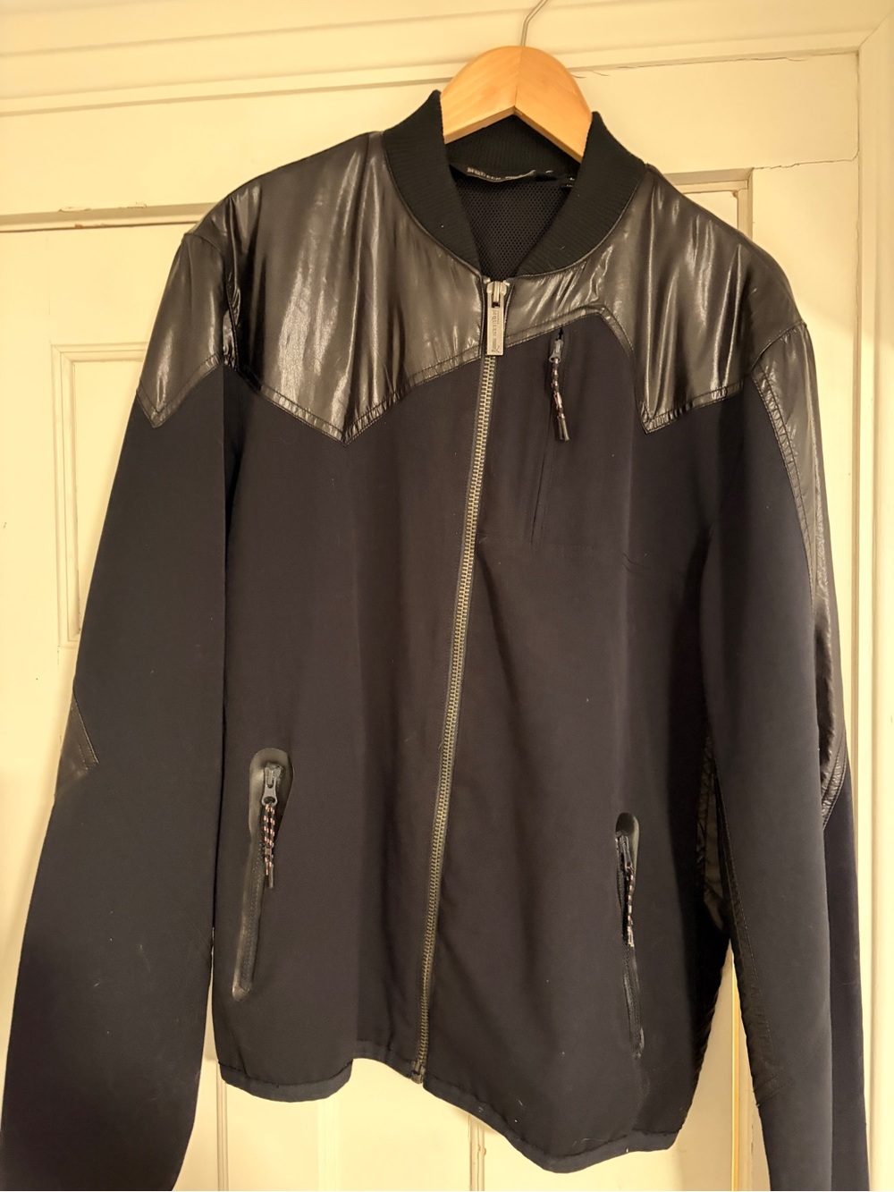 Puma Alexander McQueen Black Bomber Jacket with Faux Leather Yoke